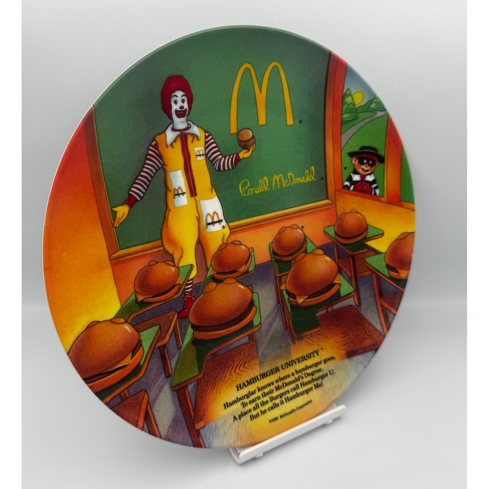 Vintage 1989 McDonald's "Hamburger University" Melamine Plate Ronald& Hamburglar - Picture 4 of 6